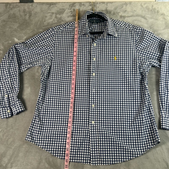 Vintage Ralph Lauren gingham blue white custom fit button down shirt - Picture 6 of 8